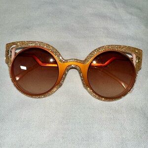 Fendi Orange Pink Glitter Cat Eye Sunglasses